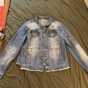 Denim Jacket with Distressed Details